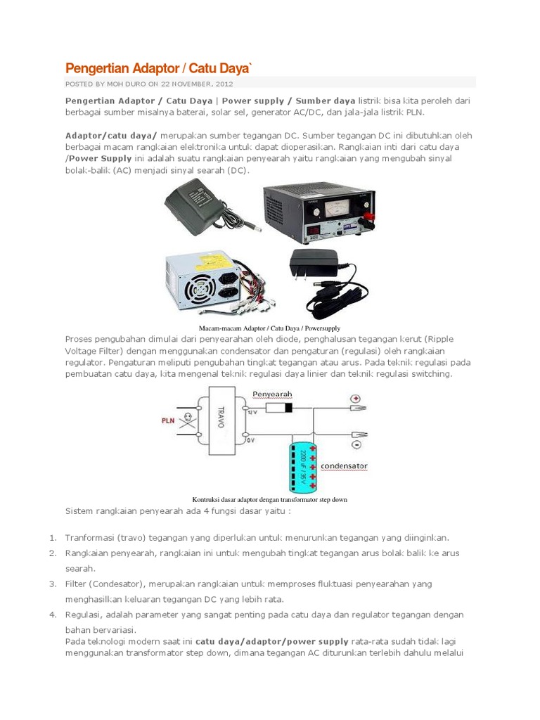 Pengertian dan Macam Adaptor Daya | PDF