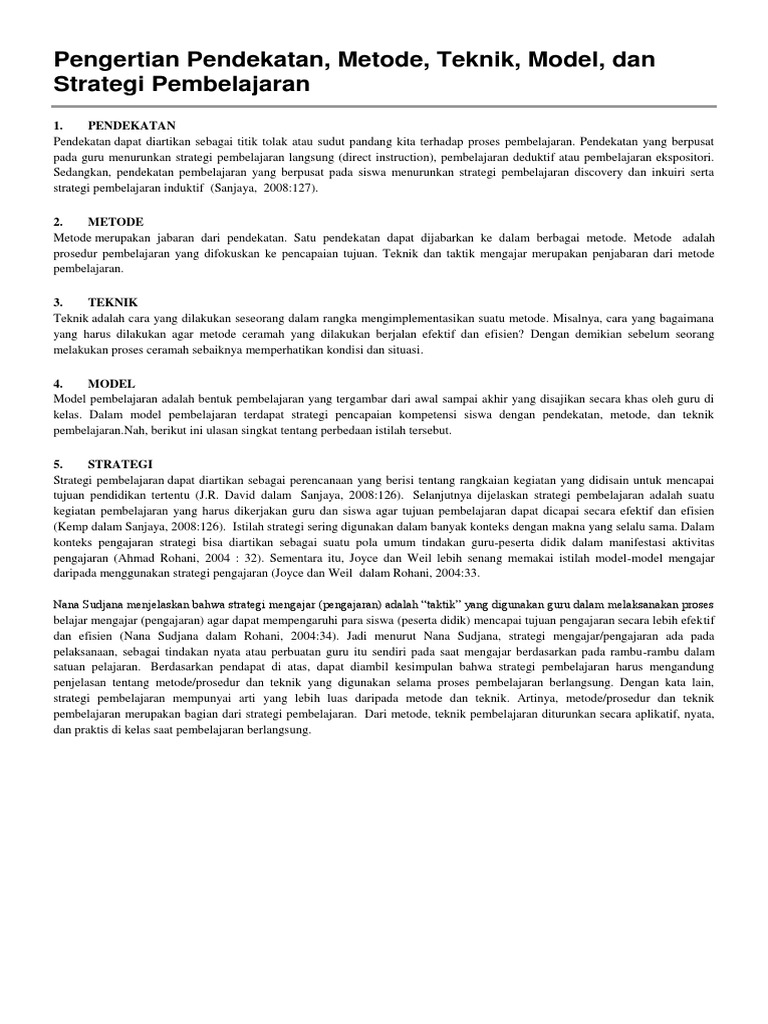 Pendekatan Pembelajaran Pdf