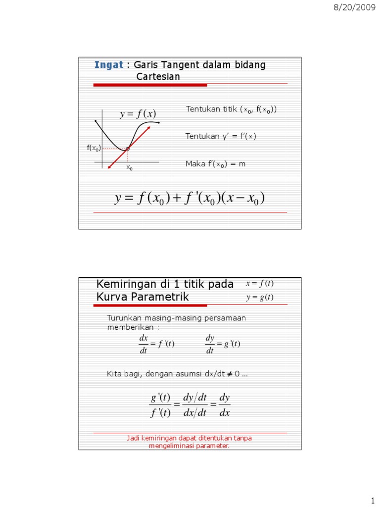 Garis Tangent dan Kemiringan Kurva Parametrik | PDF