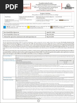 Franklin India Feeder Franklin European Growth Fund Nfo