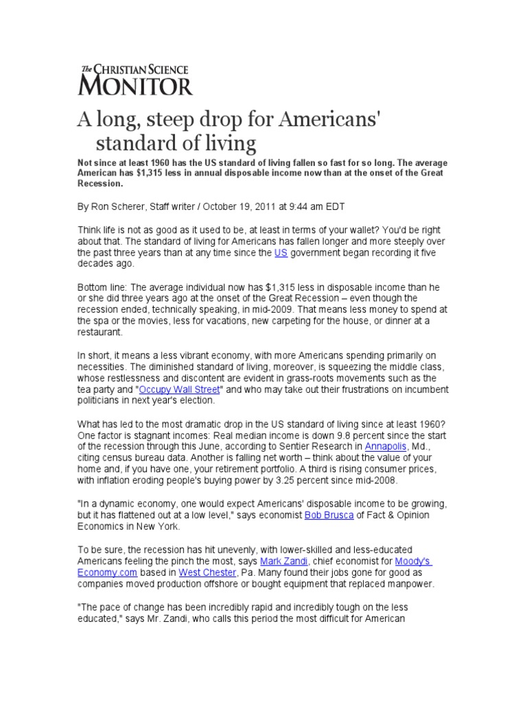 Declining US Standard of Living Explained | PDF | Nature | Leisure