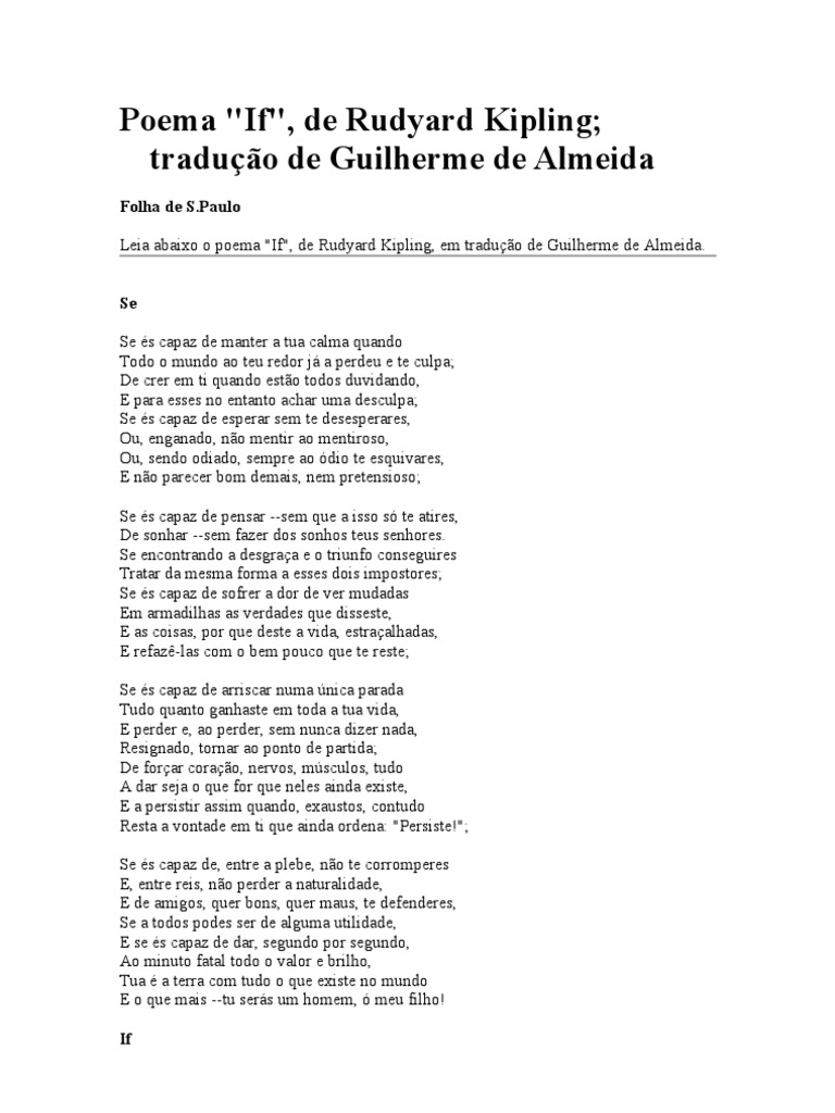 Poema If, de Rudyard Kipling | PDF