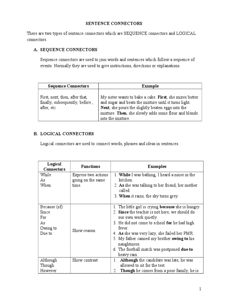 Sentence Connectors PDF Linguistic Morphology Semantics