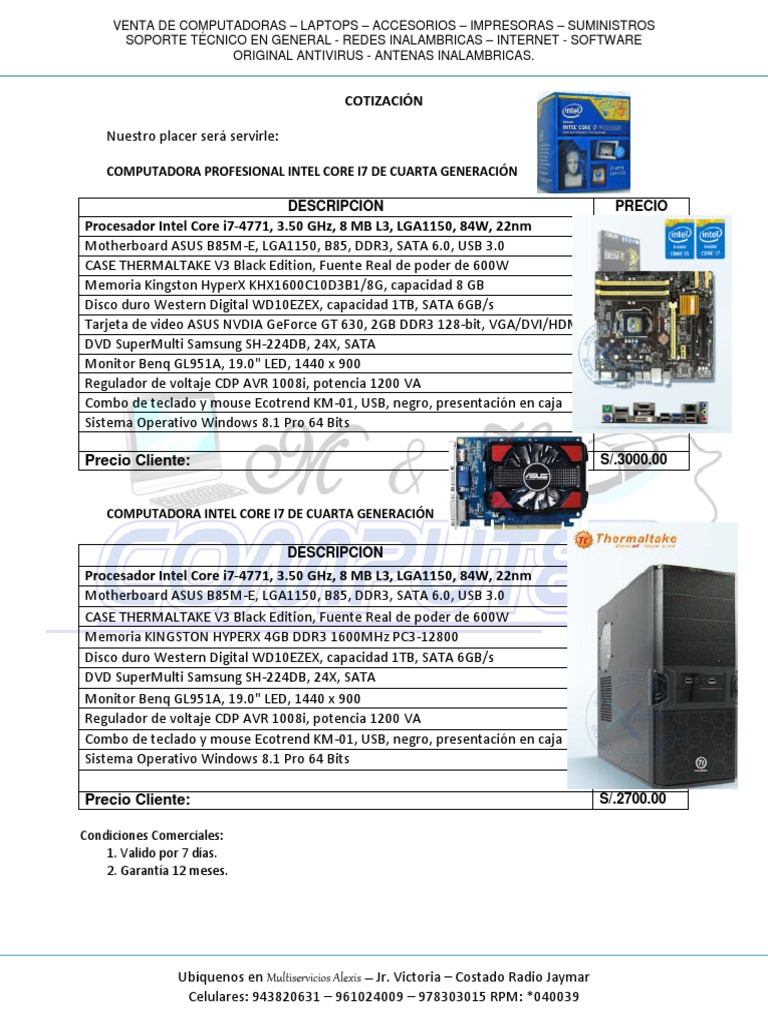 Proforma Computadoras | PDF | Hardware de la computadora | Computadoras ...