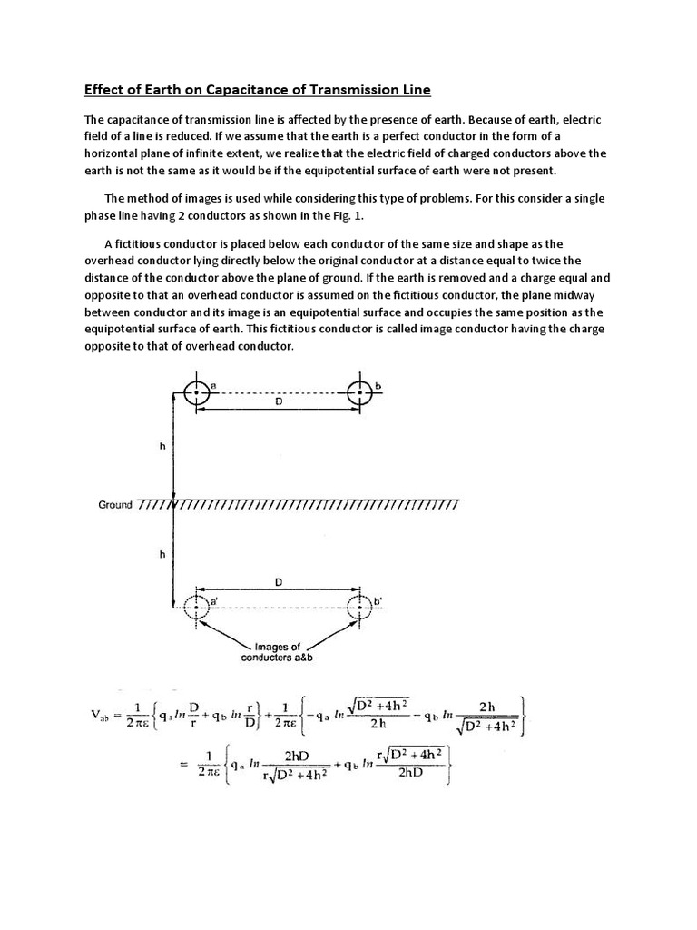 Effect of Earth On Capacitance of Transmission Line | PDF | Capacitance ...