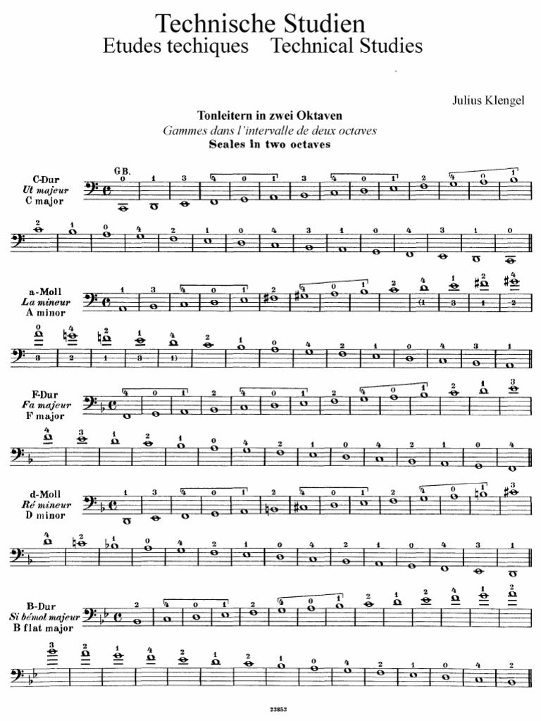 (Scales and Fingerings) Klengel Technical Cello Studies Vol.1