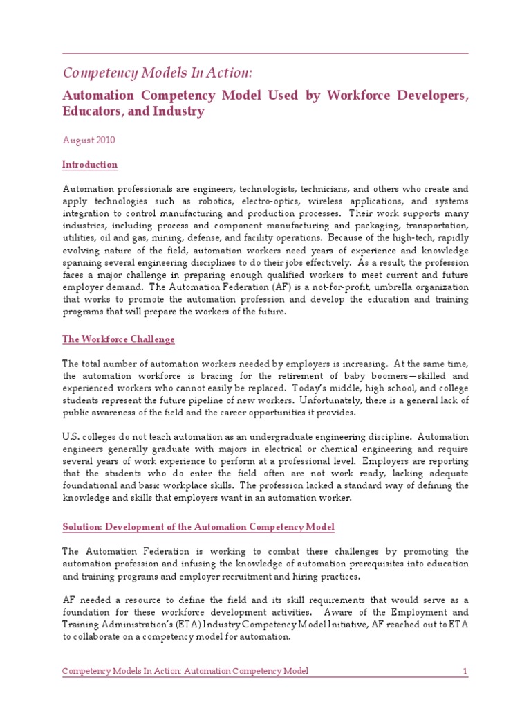 Automation Competency Model Overview | PDF | Competence (Human ...