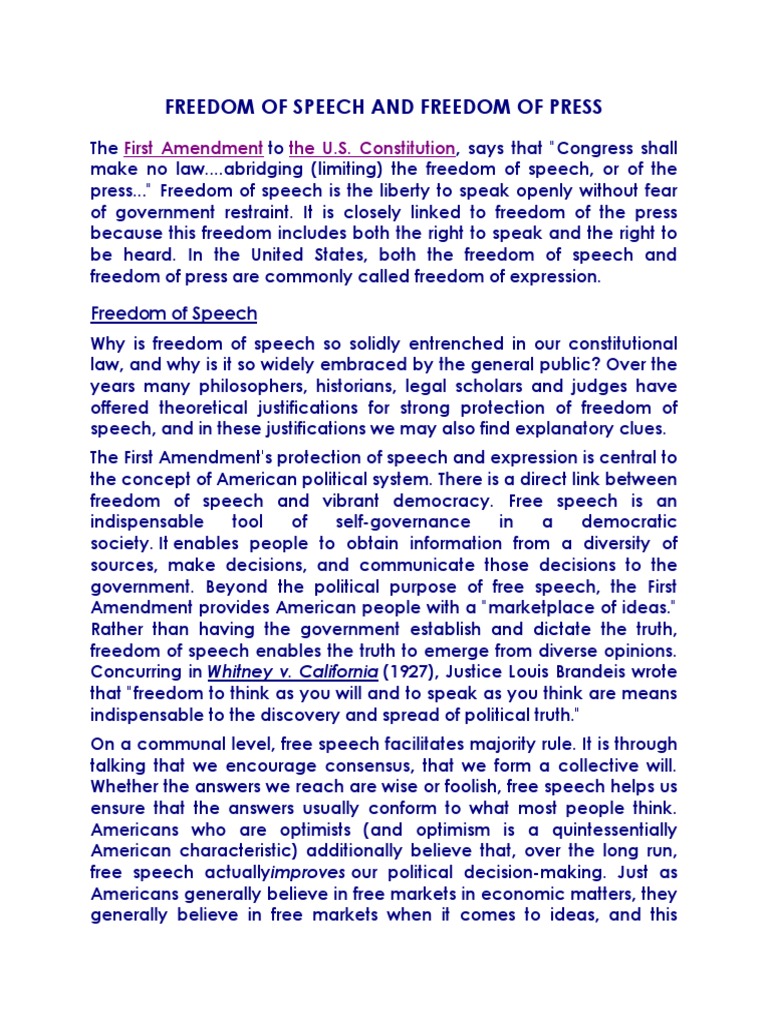 American Jurisprudence Freedom of Press | PDF | First Amendment To The ...
