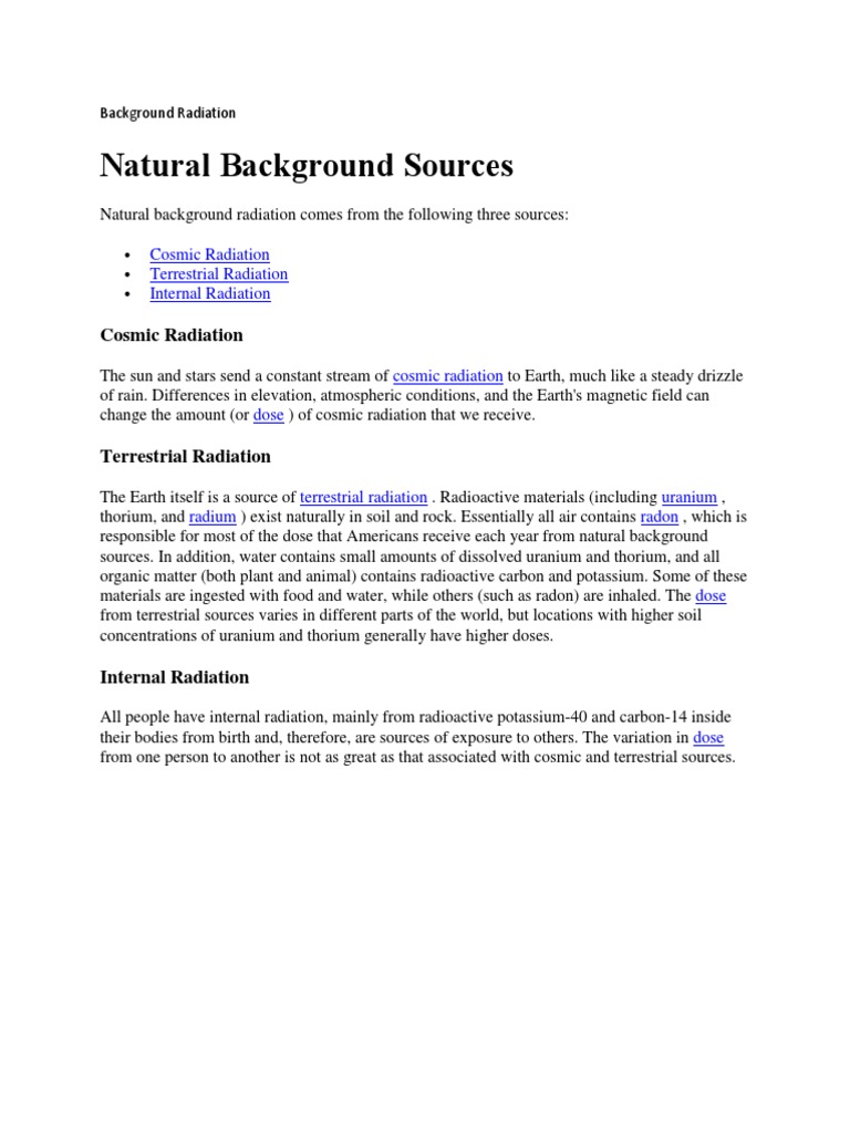 Natural Background Sources: Cosmic Radiation | PDF
