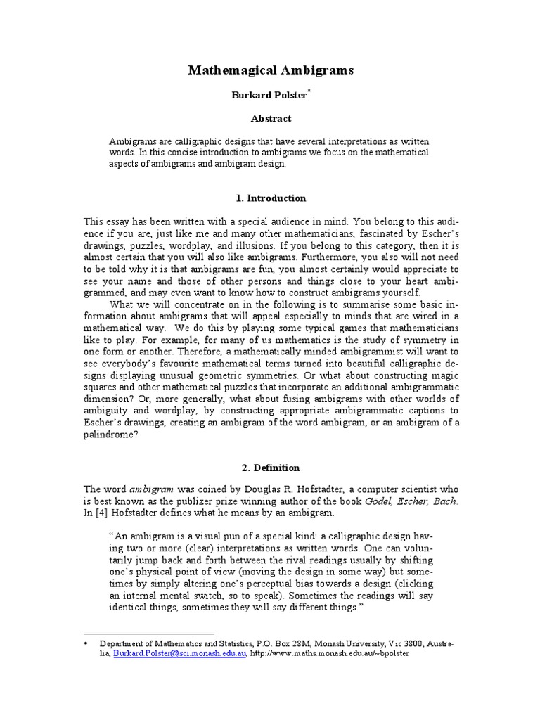 Ambigram | PDF | Teaching Mathematics