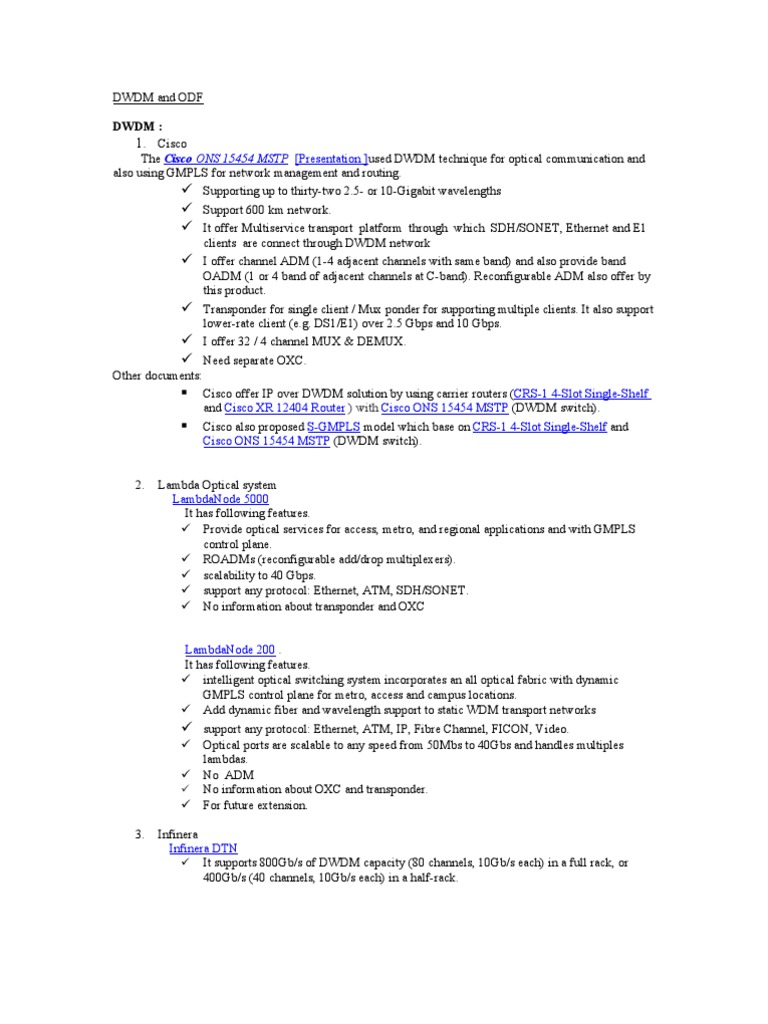 DWDM Network Design and ODF | PDF | Wavelength Division Multiplexing ...