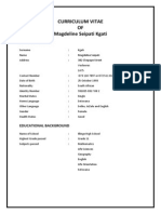 Curriculum Vitae OF Magdeline Seipati Kgati: Personal Deatils