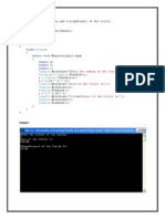 Ques. Calculate The Area and Circumference of The Circle. Using Using Using Using Namespace Class Static Void String Double Double Double