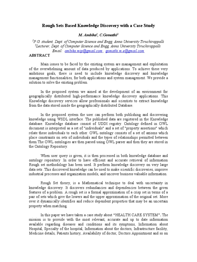 Rough Sets Based Knowledge Discovery With A Case Study | PDF | Ontology ...