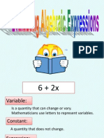 Expressionsevaluatingalgebraicexpressions