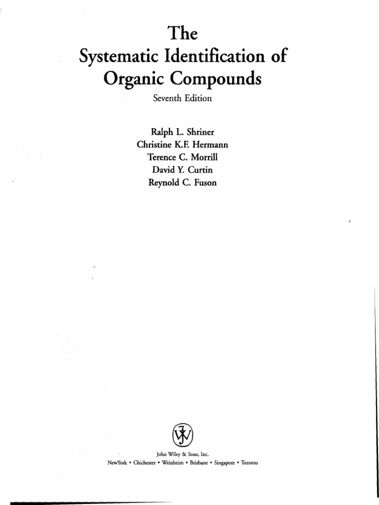 The Systematic Identification of Organic Compounds PDF Amine Ester