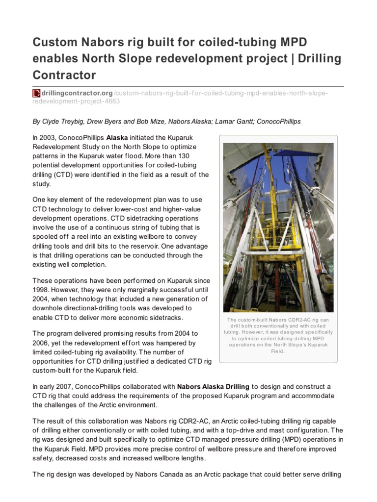 Custom Nabors Rig for Arctic CTD MPD | PDF | Drilling Rig | Oil Well