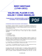 Bentham Valor Del Placer y Dolor