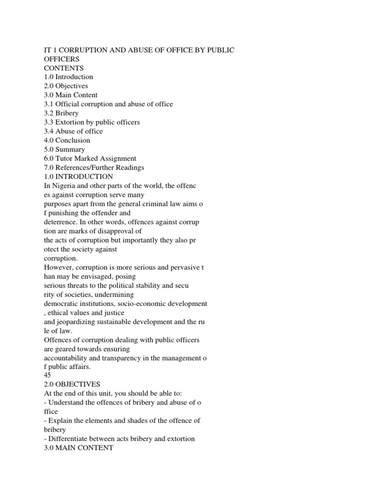 Corruption and Abuse of Office in Nigeria | PDF | Bribery | Corruption