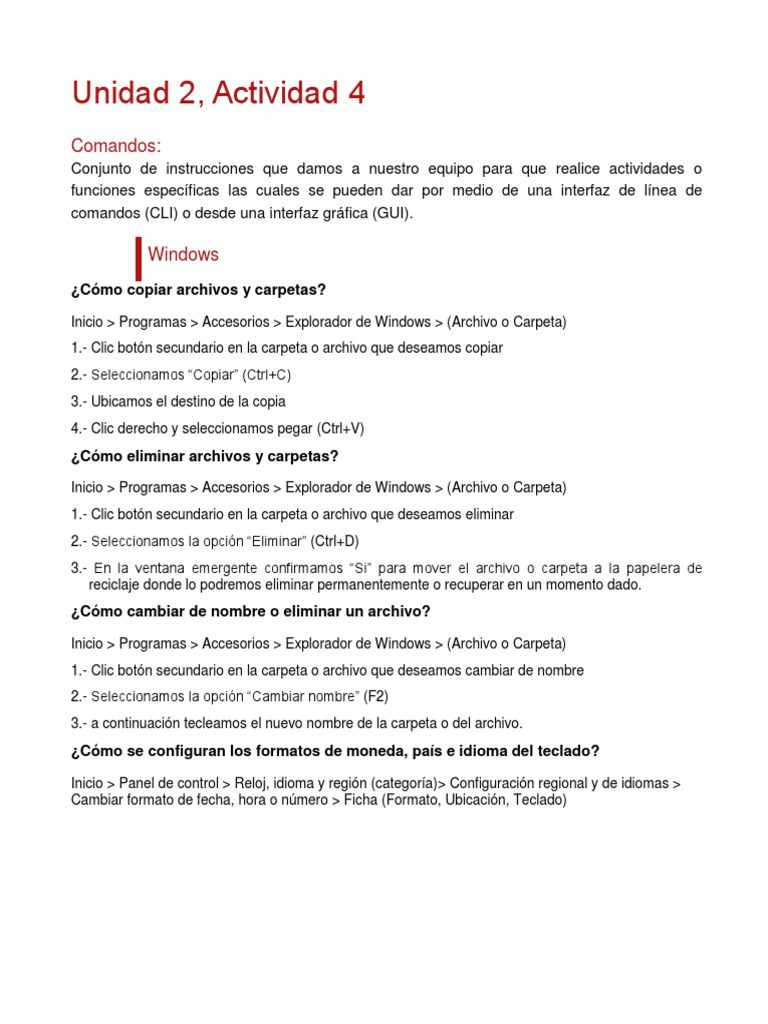 Actividad 4 Comandos PDF Point and Click Interfaces gráficas de