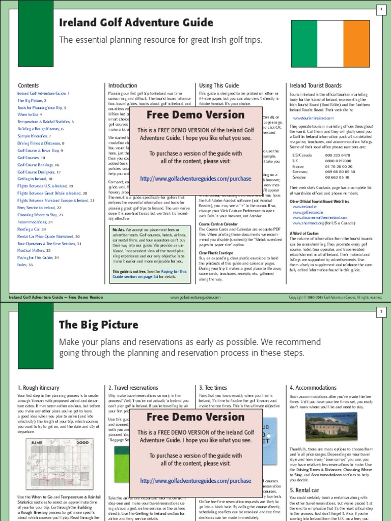 Ireland Golf Adventure Guide Sample | PDF | Golf Course | Fahrenheit