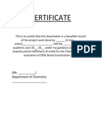 Certificate: (Mr. - ) Department of Chemistry