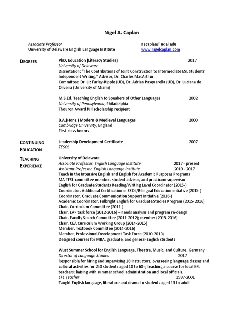 ESL Education and Writing Expert | PDF | English As A Second Or Foreign ...