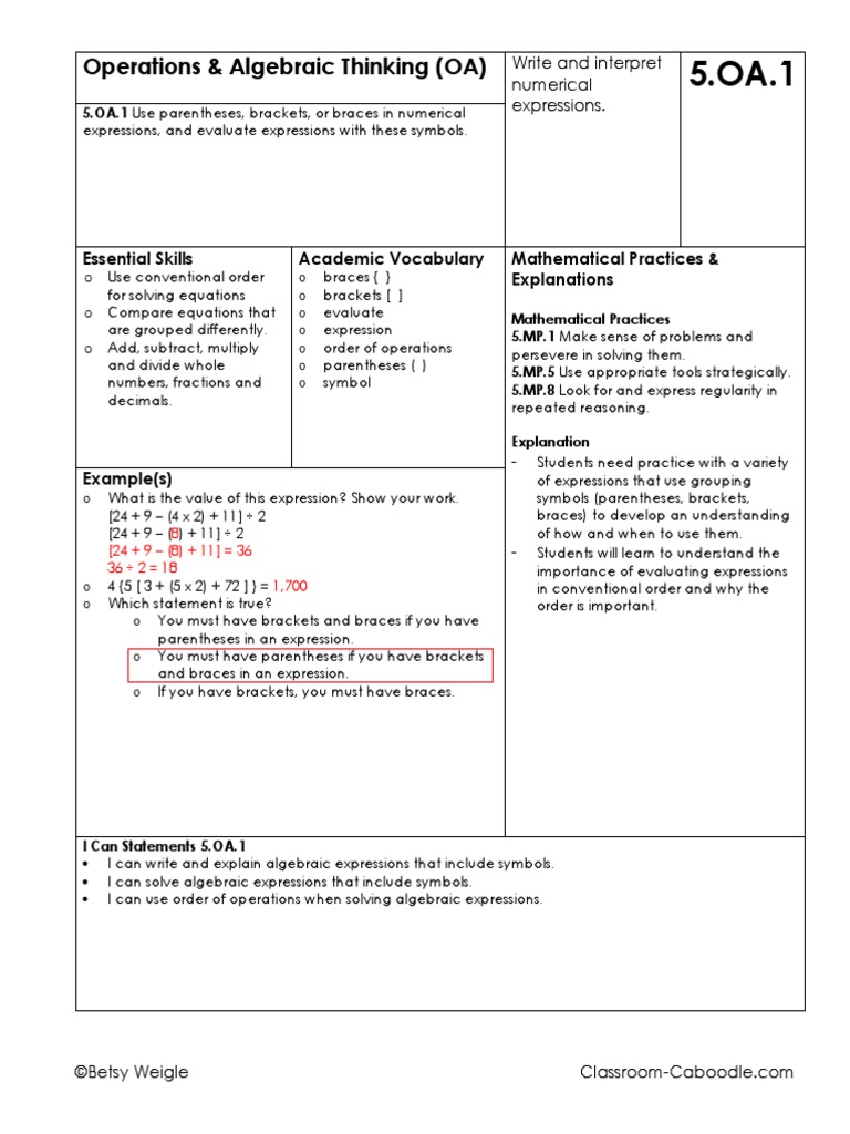 grade 5 - math standards examples | Fraction (Mathematics) | Division