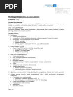 Modeling Applications FACTS Devices - Course Outline