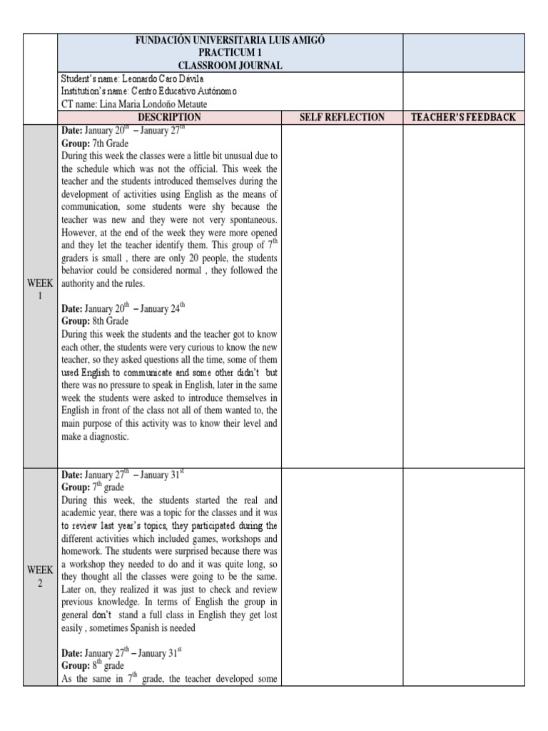 Class Journal Format | PDF | Motivation | Motivational