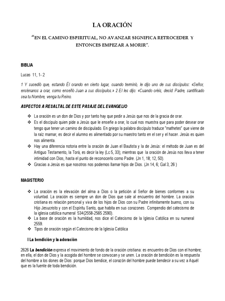 Taller Encuentro de Adoración y Alabanza LA ORACIÓN | PDF | Oración ...