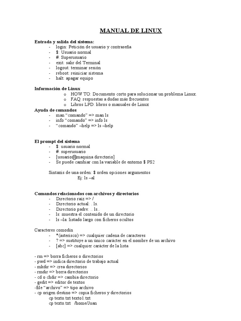 Comandos de Linux | PDF | Interfaz de línea de comando | Autenticación