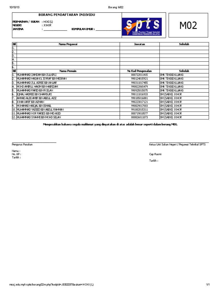 Borang M02 | PDF