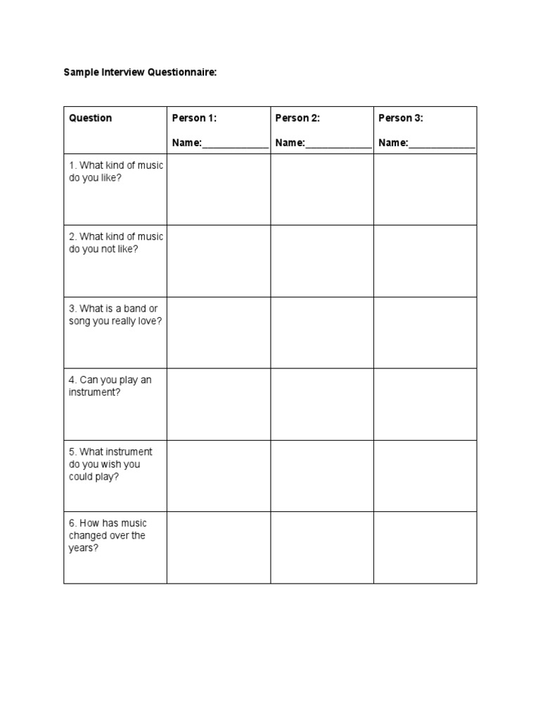 Music Preference Interview Questions | PDF