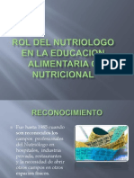 Rol Del Nutriologo en La Educacion Alimentaria o