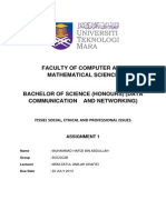 Faculty of Computer and Mathematical Science: Its581 Social, Ethical and Professional Issues
