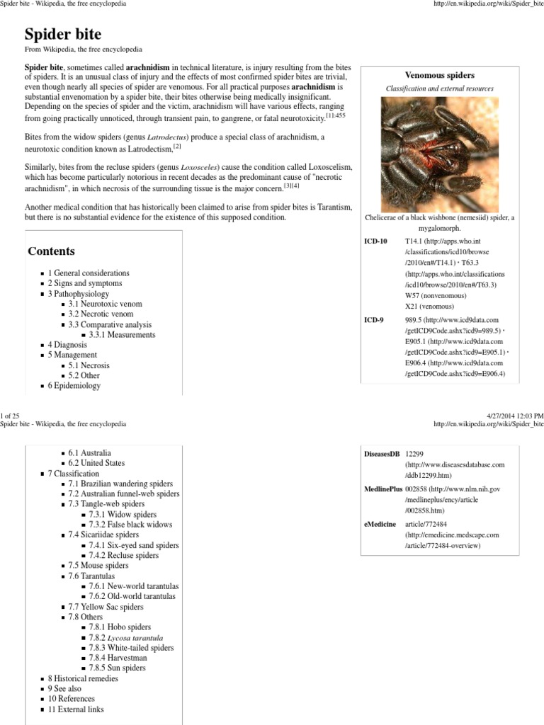 Spider Bite | PDF | Spider | Arachnids