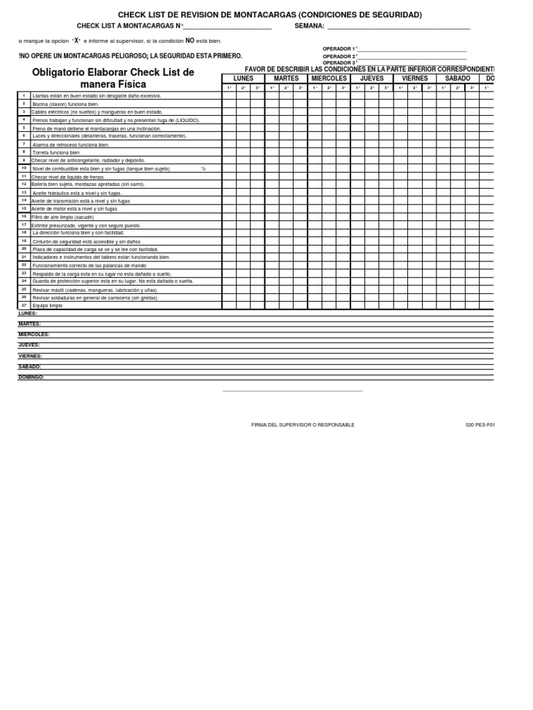 Check list montacargas formato excel vrogue co