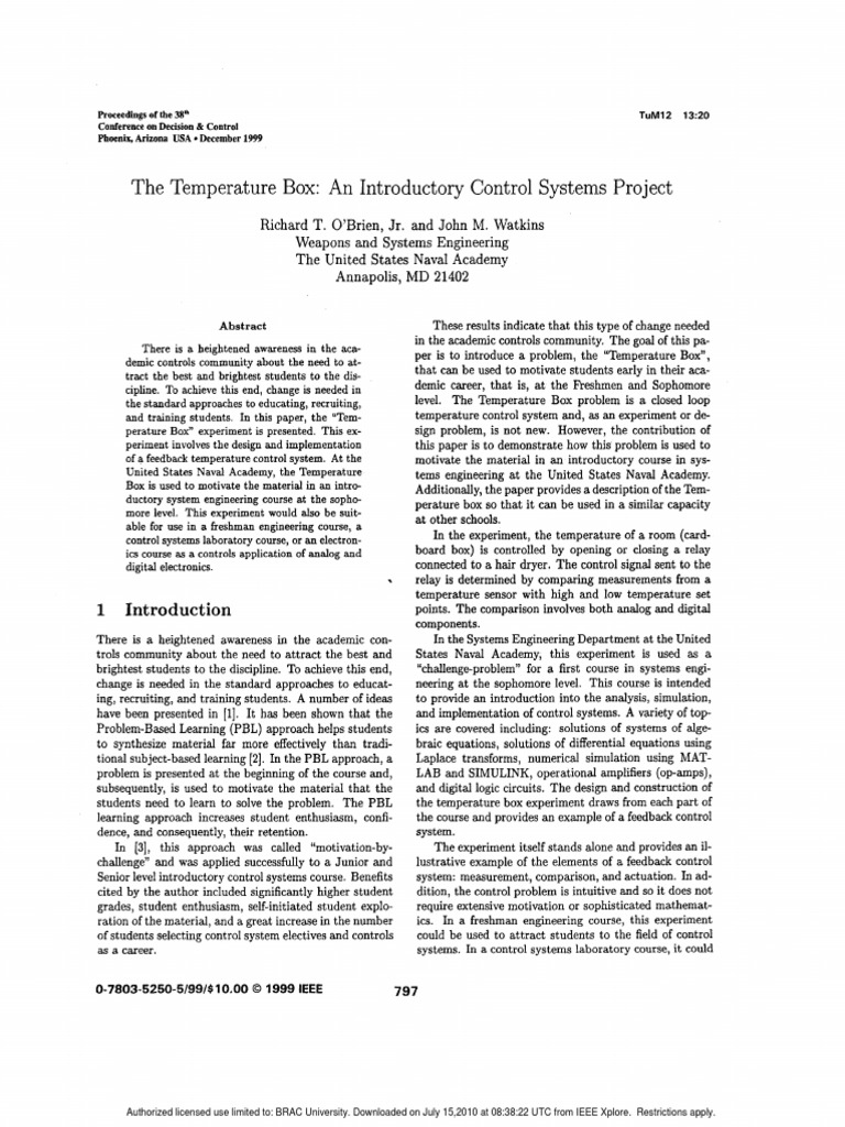 Temperature Control IEEE Paper For Presentation | PDF | Operational ...