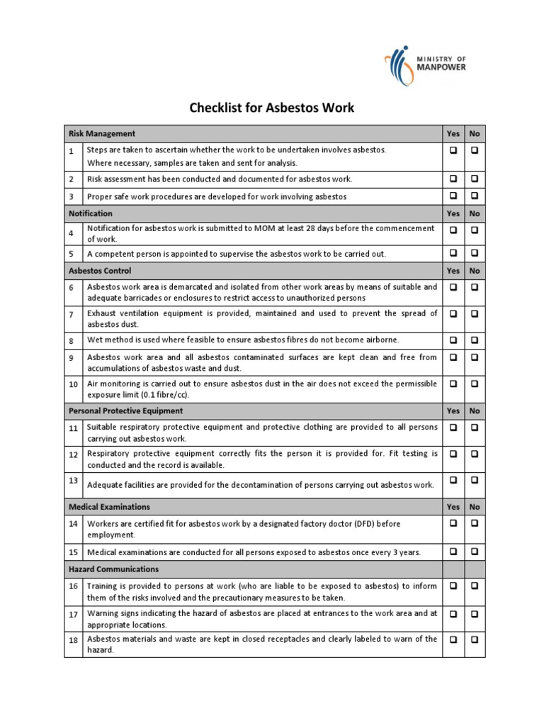Checklist for Asbestos Work(1)
