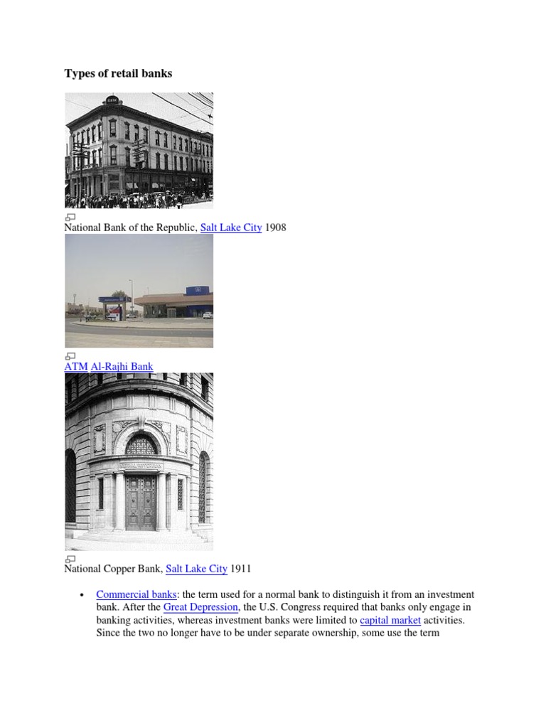 Types of Retail Banks Salt Lake City PDF Cooperative Economic