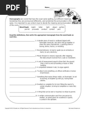identify the homographs pdf license definition