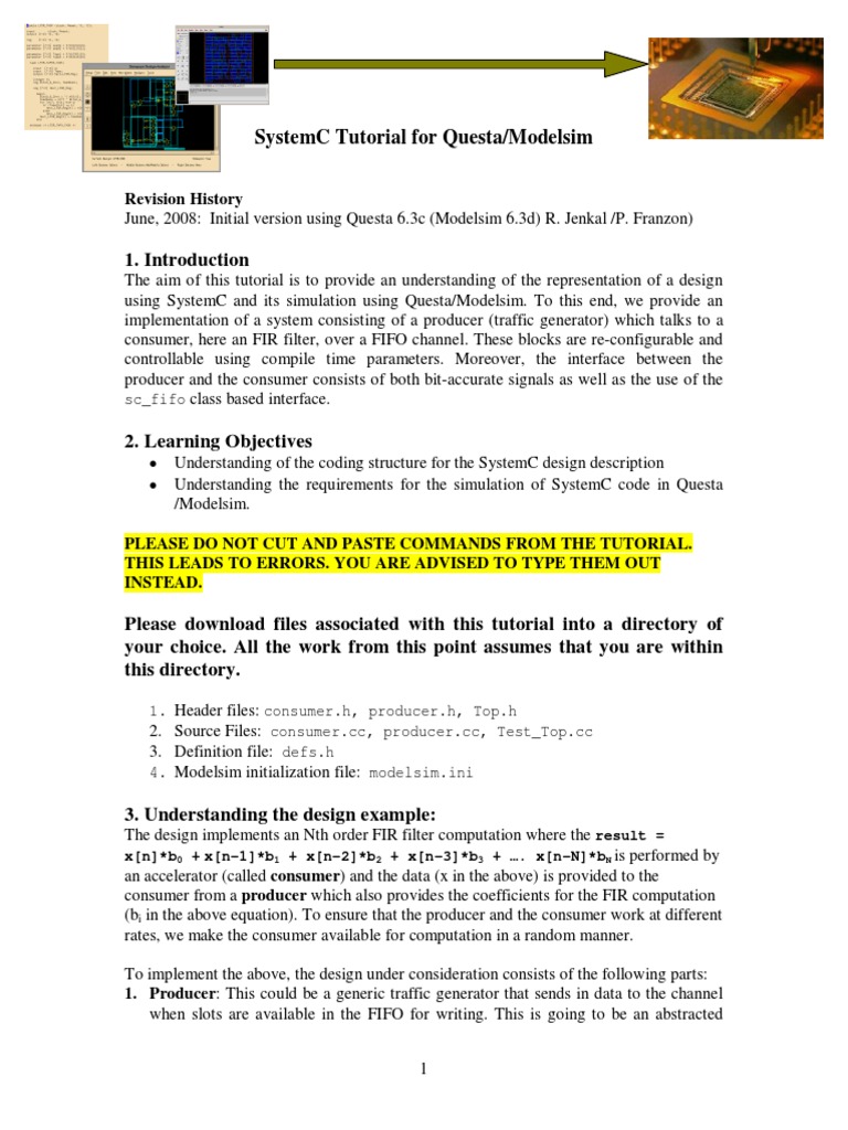 SystemC Questa Tutorial PDF Command Line Interface Graphical User