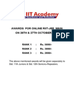 Awards in Online Riit-Jee Main