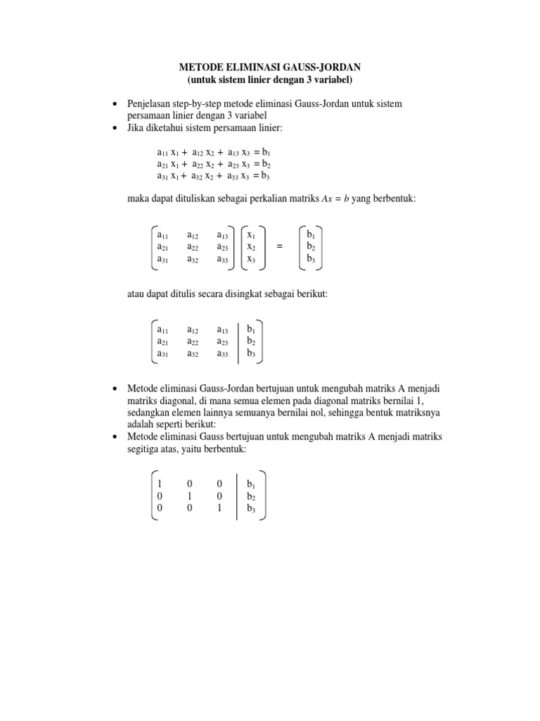 Metode Gauss Jordan | PDF