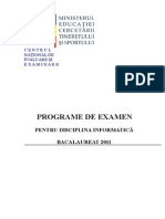 Programa Bac 2011 Informatica