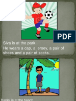 Siva Is at The Park. He Wears A Cap, A Jersey, A Pair of Shoes and A Pair of Socks