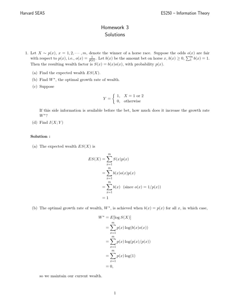 Information Theory Homework Solutions | PDF