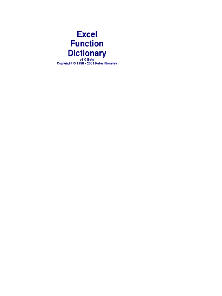 Excel Function List | PDF | Computers | Technology & Engineering