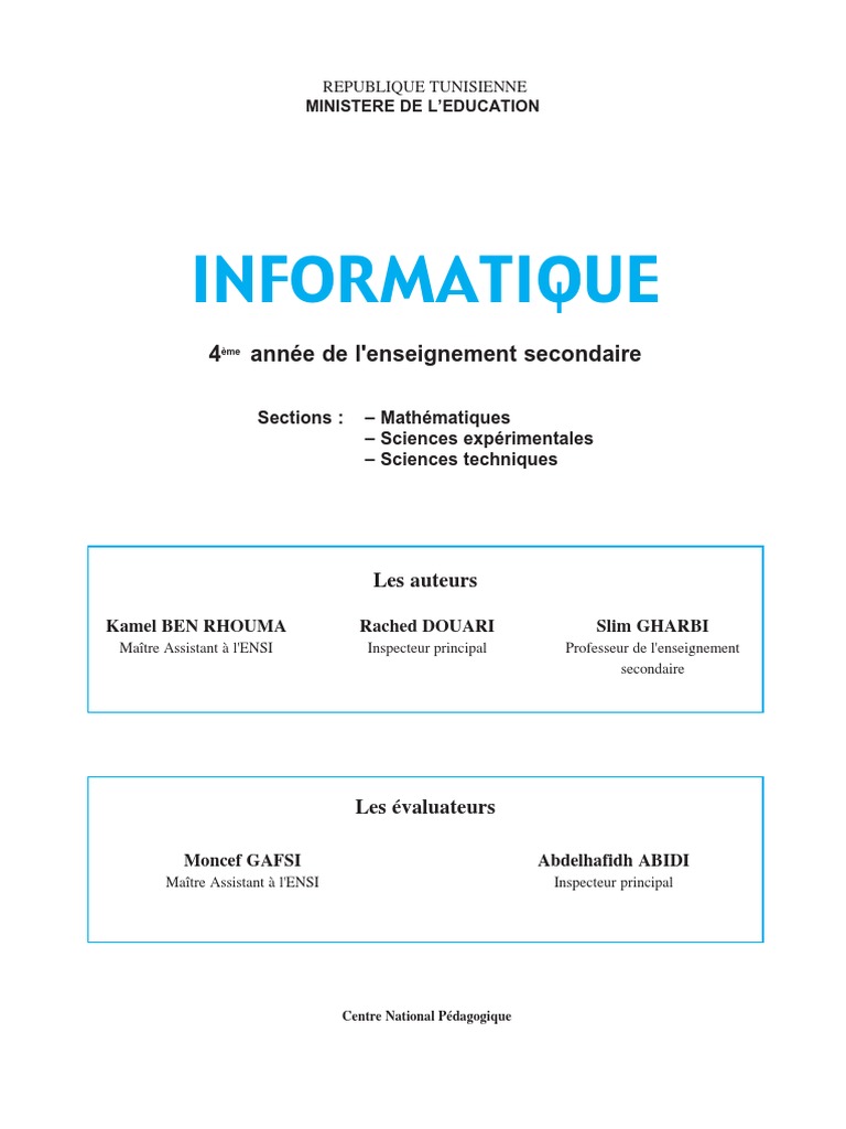 Informatique | PDF | Variable (informatique) | Tableau (structure de ...